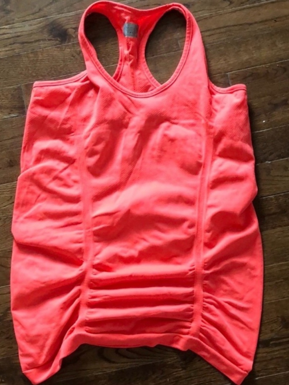 Athleta Bright Orange Ruched Racerback Tank - Picture 2 of 6